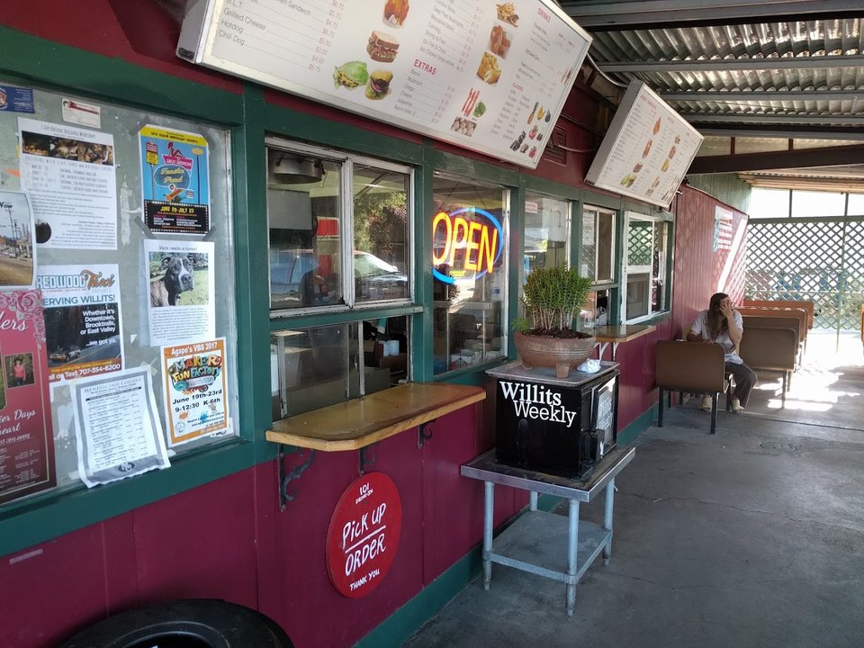 Counter service area with simple seating.